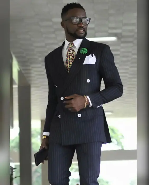 

2017 Latest Coat Pant Designs Black Double Breasted Stripe Men Suit Slim Fit 2 Piece Tuxedo Custom Groom Prom Blazer Masculino
