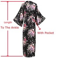 plus size lady long robe print flower kimono bathrobe casual sleepwear home clothes rayon bride bridesmaid dressing gown