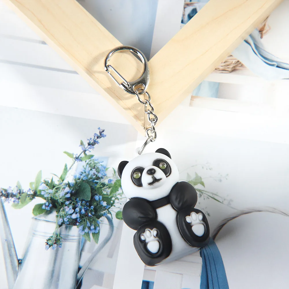 1 шт. светодиодный брелок в виде мультяшной панды со звуком милая сумка животного