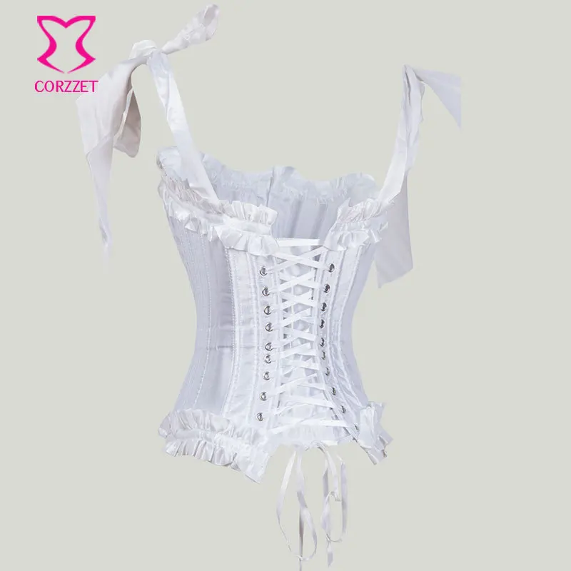 Корсет Corzzet винтажный белый сатиновый спиральный стальной с костями корсет пояс