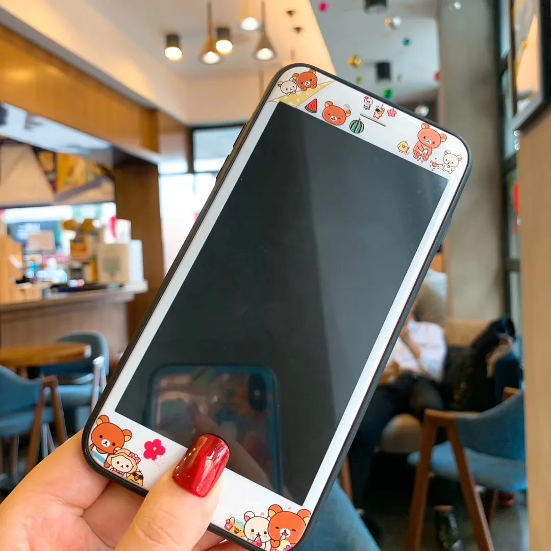 Для iPhone 6 6s 7 8 Plus защита экрана 9H Закаленное стекло пленка мультяшный узор полное