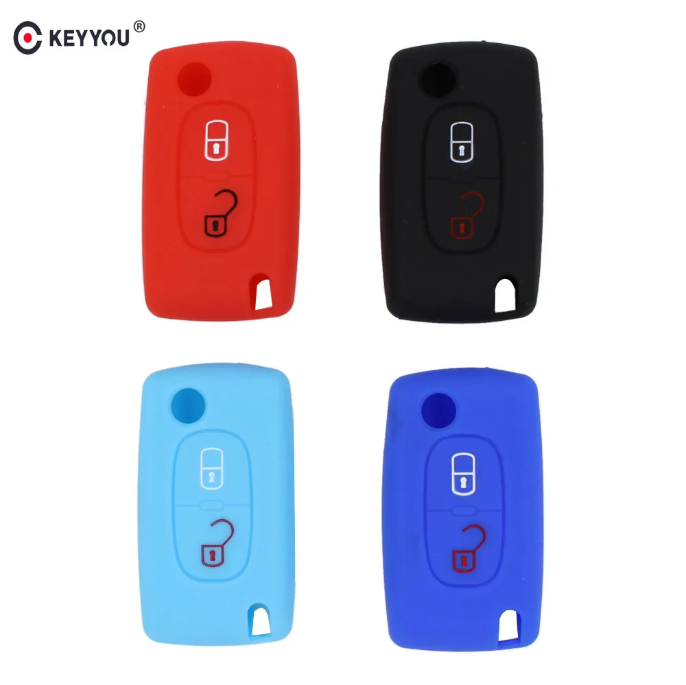 Силиконовый чехол KEYYOU для ключей Peugeot 207 307 308 407 408 RCZ Citroen C3 C4 C4L C5 C6 Quatre | Автомобили и