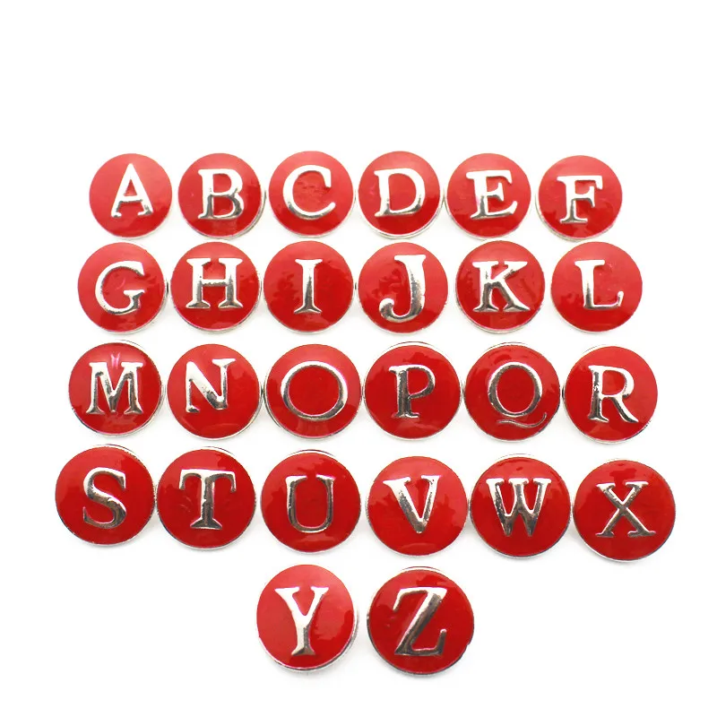 Mixs 26 шт./лот металлические цветные буквы алфавита A Z кнопки подвески для 18 мм/20 мм