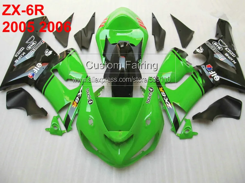 Специальные мотоцикл комплект для KAWASAKI ZX6R ZX 6R Ninja 2005 2006 05 06 все черный Обтекатели обтекателя xl95