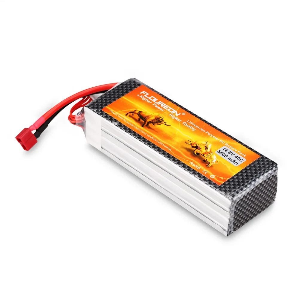 Floureon 4S 14 8 V 5500mAh 40C с Deans Plug LiPo аккумулятор для 1/8 и 1/10 RC модель автомобиля Slash 4X4