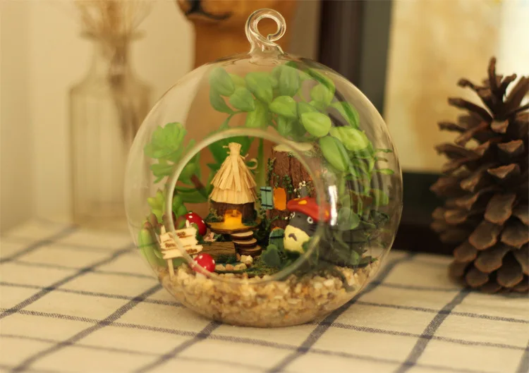 DIY стеклянный шар Кукольный дом милый Мой сосед Тоторо кукольный домик Модель наборы ручной работы деревянный миниатюрный сборный кукольный домик игрушка подарок