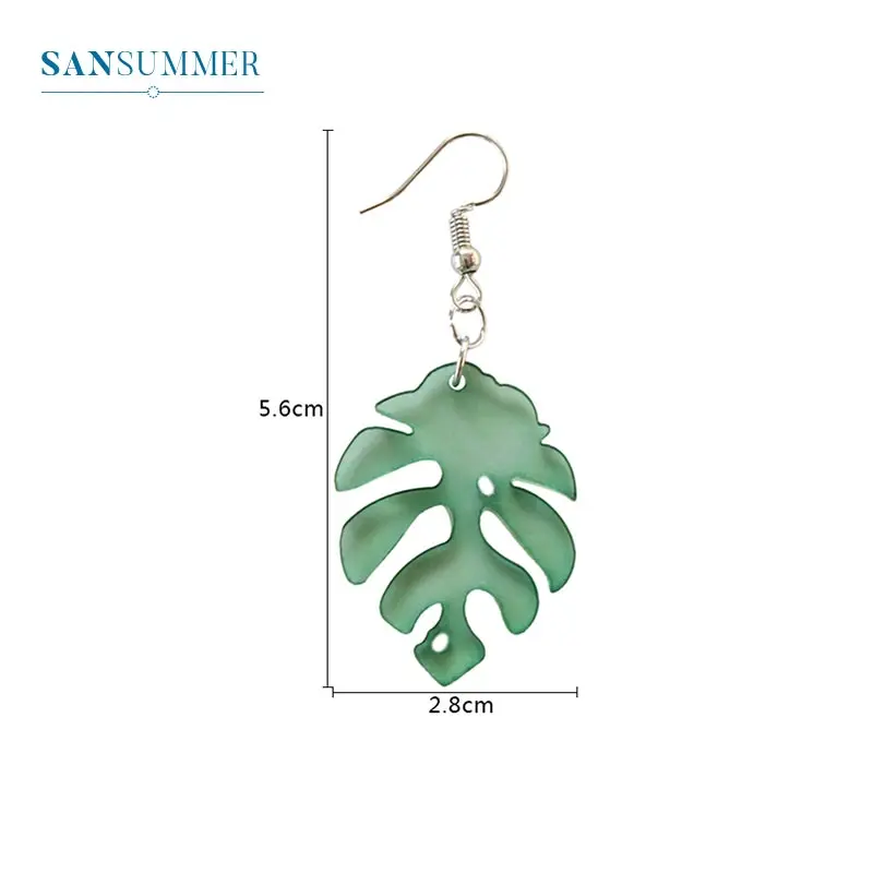 Женские серьги с зелеными листьями эффектные подвески в минималистичном стиле
