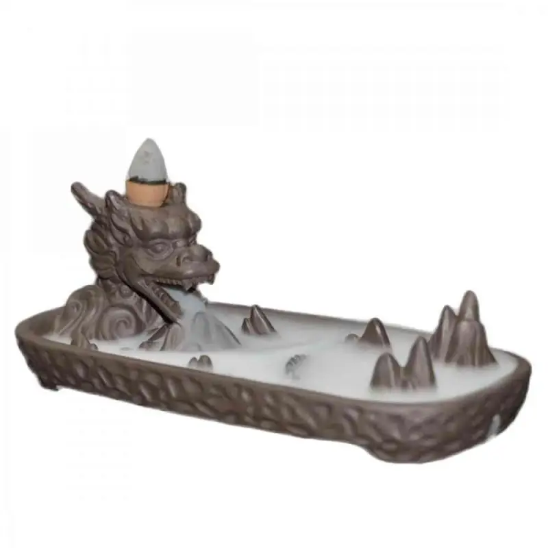 

Dragon Ceramic Backflow Incense Burner Rockery Smoke Waterfall Incense Holder Incense Crafts Aromatherapy Censer Home Decor