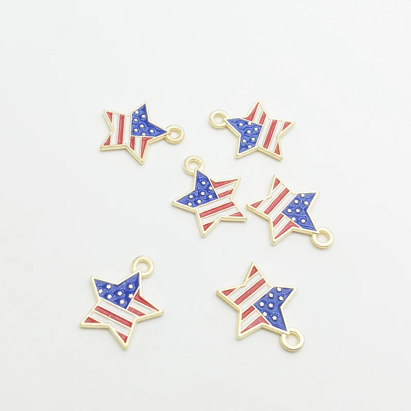 30 шт./лот 16*18 мм звезда форма золотой тон флаги Шарм Подвески капли масла DIY
