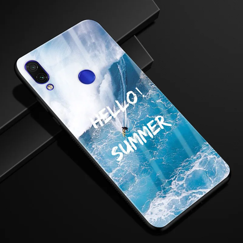 a2 Для Xiaomi Redmi Note 7 чехол Модный Жесткий PC стекло задняя крышка для Xiaomi Redmi Note 7 Pro силиконовая рамка Fundas Redmi Note7 Capa - Цвет: a2