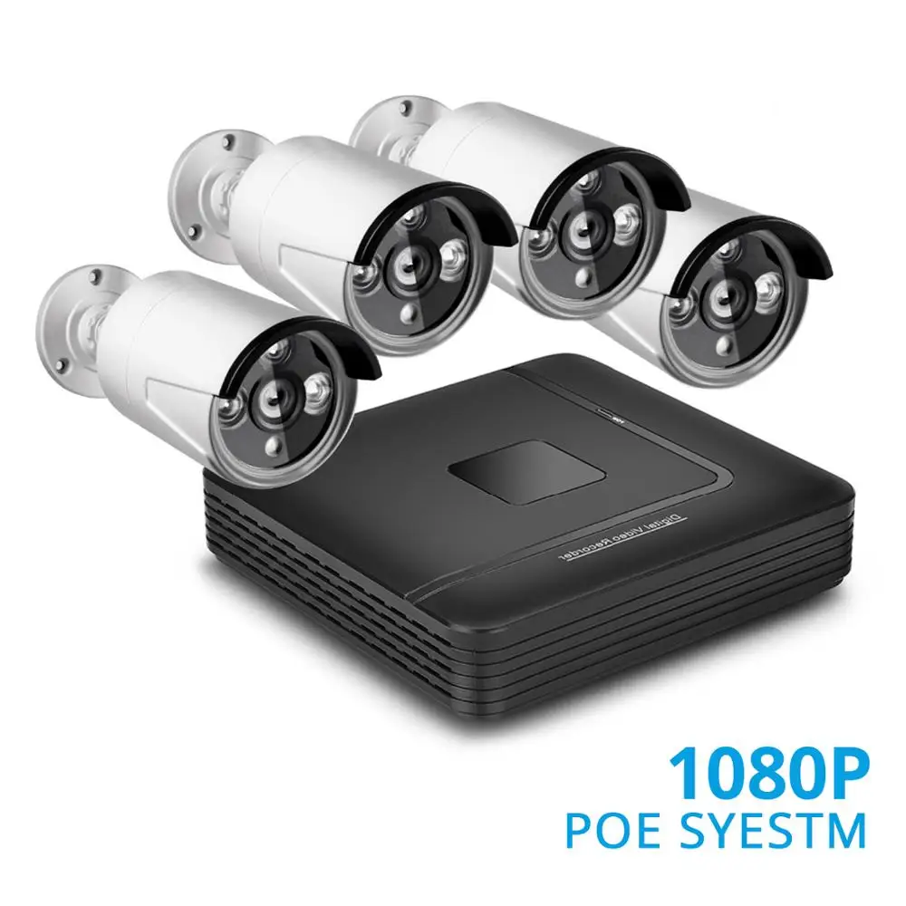 BESDER 720P 960P 1080P CCTV System Home Security Surveillance Kit( 4PCS Indoors Dome IP Camera& one 4 Channel POE 15V NVR