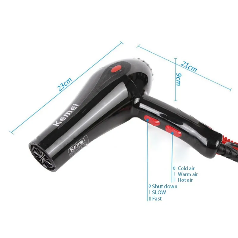 Kemei KM 8860 высокой мощности Защита от перегрева Фен черный|hair dryer|kemei hair dryerdryer |