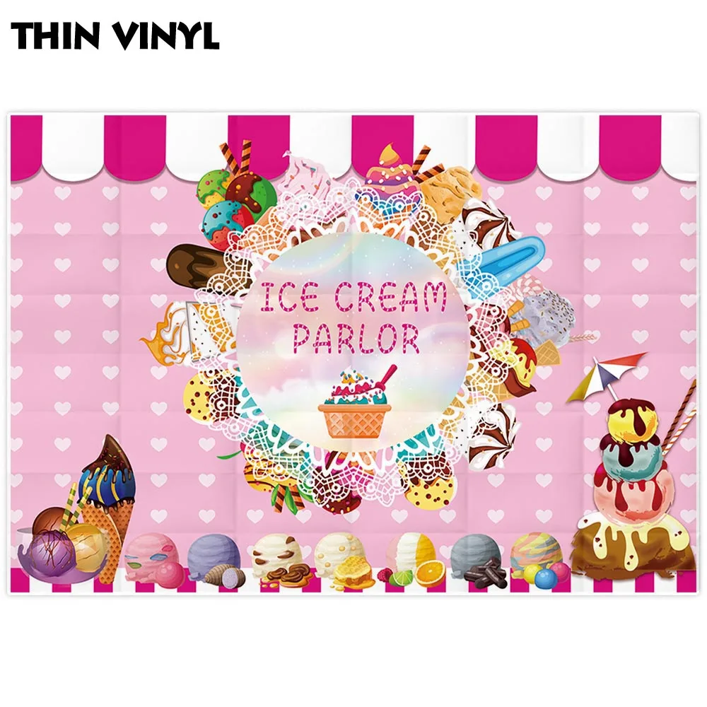 Funnytree girl birthday photography background ice cream dessert pink cute store heart photo backdrop personalized photocall | Электроника