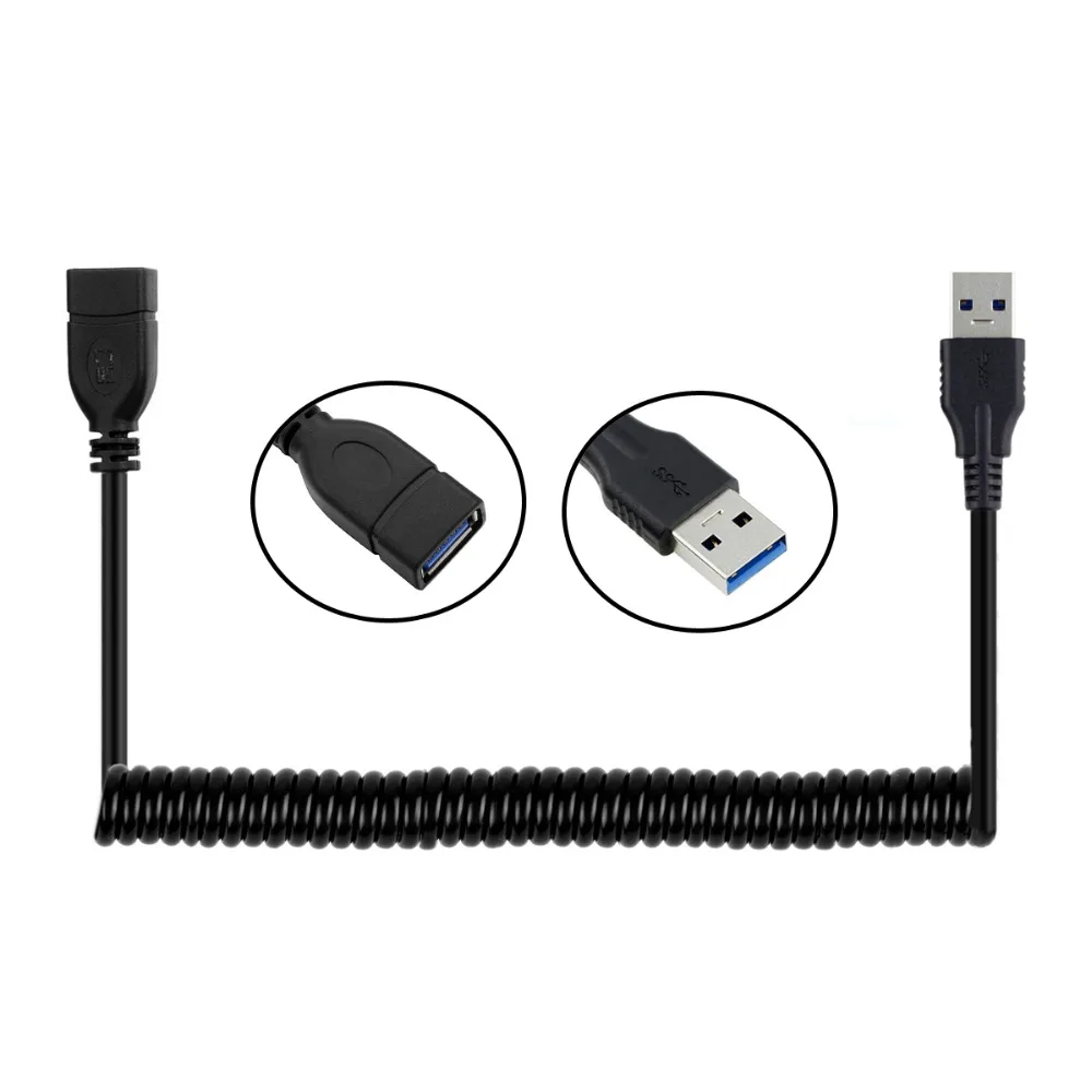 

1pcs 30cm to 100cm Stretch USB 3.0 Type-A Male to Female Extension Data Charge Cable for Tablet & Phone & Laptop