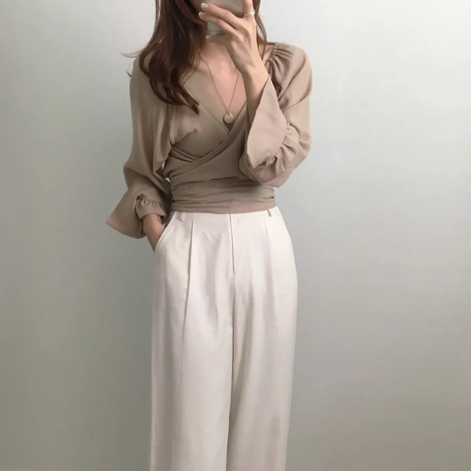 Новые женские топы с коротким рукавом v образный вырез рубашка на шнуровке