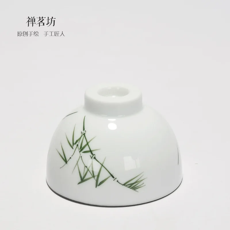 Ручная роспись китайский сливовый Лотос бамбук белый фарфор керамическая чайная