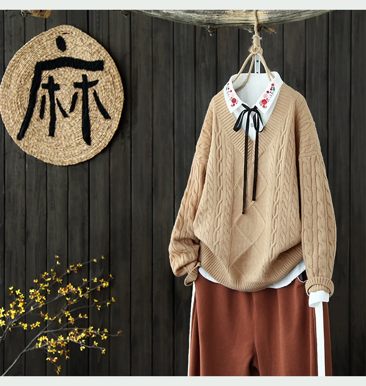 Small fresh twist pullover sweater mori girl 2018 autumn winter | Женская одежда