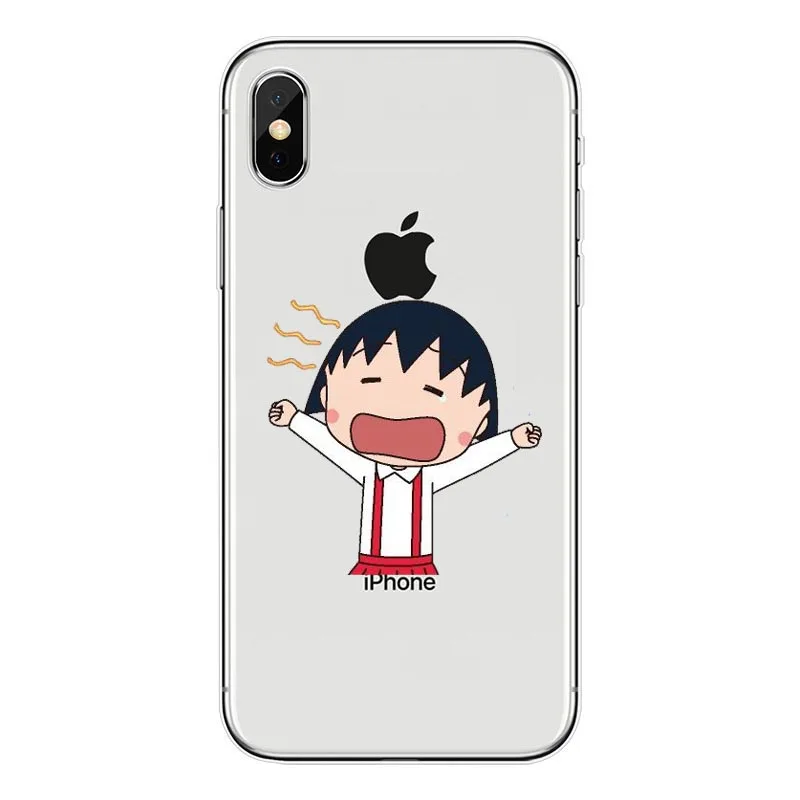 Japan Girl Lovely Cherry Maruko Cartoon TPU phone Case For iPhone X 8 7 6 6S Plus 5S SE XR XS Max Cover Clear silicone | Мобильные