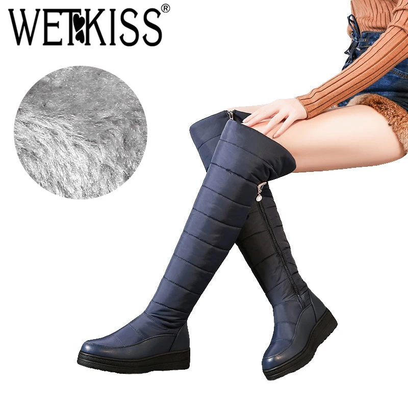 Сапоги женские зимние на платформе выше колена с кристаллами|Ботфорты| |