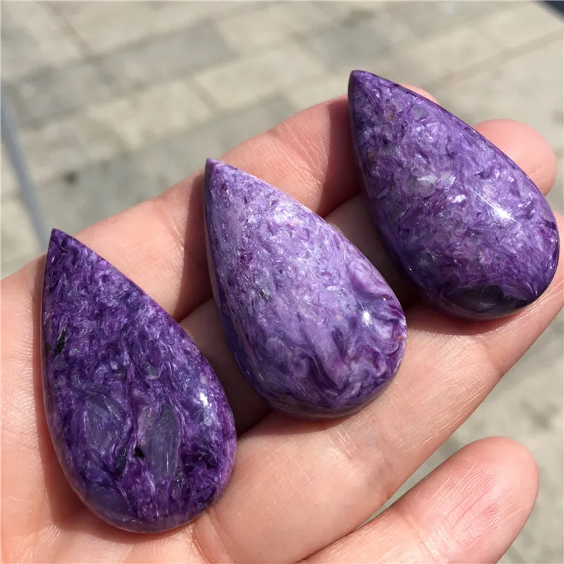 Красивый натуральный камень Charoite подвеска в форме капли гладкое ожерелье с фиолетовыми стразами Подвески целебная сила йога женщины Медитация
