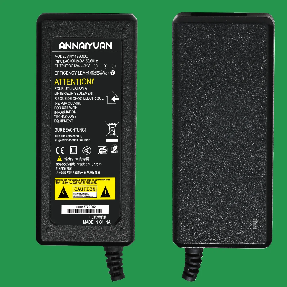 1 шт. 12V5A AC 100 В-240 В адаптер конвертер DC 12 5A 60 Вт Питание 5.5 мм x 2.1 для 5050/3528
