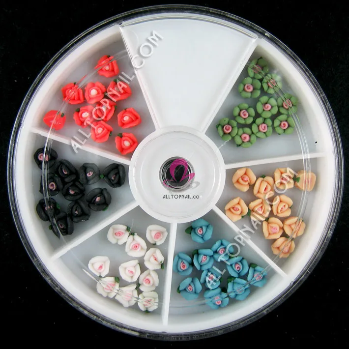 Роза 3D из полимерной глины 2 колеса/партия разные цвета украшения для ногтевого