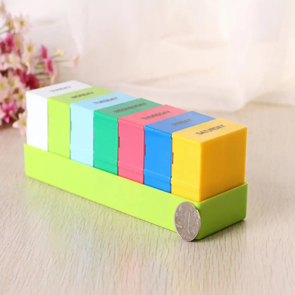 7 дней Портативный медицинский ящик для таблеток путешествий Еженедельный