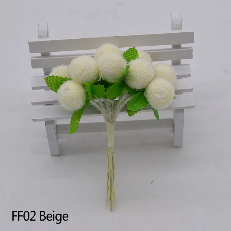 FF02 beige 50 шт 2 см Искусственный букет с тычинками помпон-цветок шар Скрапбукинг венок Сделай Сам ручной работы свадебные украшения вечерние поставки - Цвет: FF02 beige
