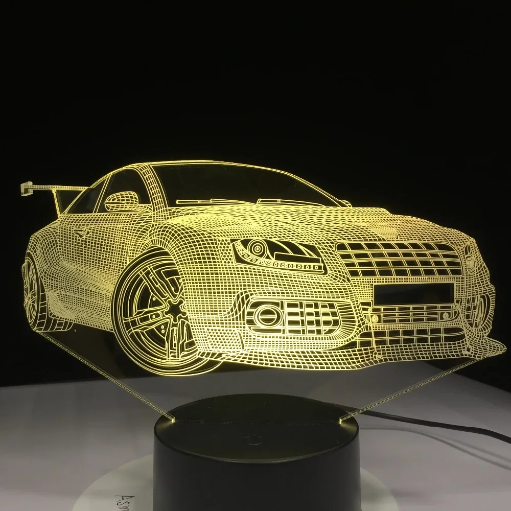 Быстрая светодиодный автомобиля светодиодная лампа USB 3D 7 цветов Сенсорный пульт