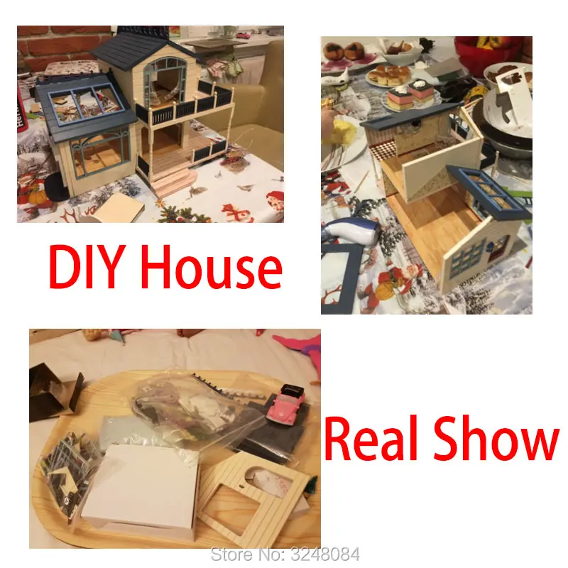 Милый номер 1 комплект мебели большой кукольный домик DIY деревянный Миниатюрный