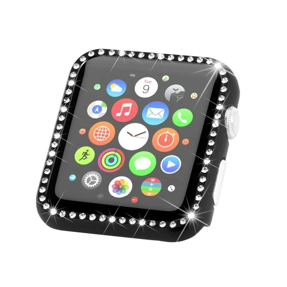 Жесткий чехол для Apple Watch защитный с блестящими стразами iwatch серии 4 3 2 1 38 42 40 44