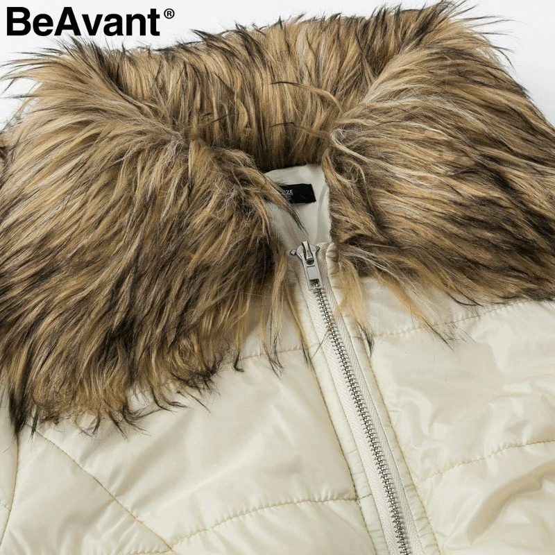 BeAvant, парка с меховым воротником, Женское пальто, элегантное, большое, с подкладкой, длинное, зимнее пальто, с баской, с карманами, пальто, повседневная верхняя одежда