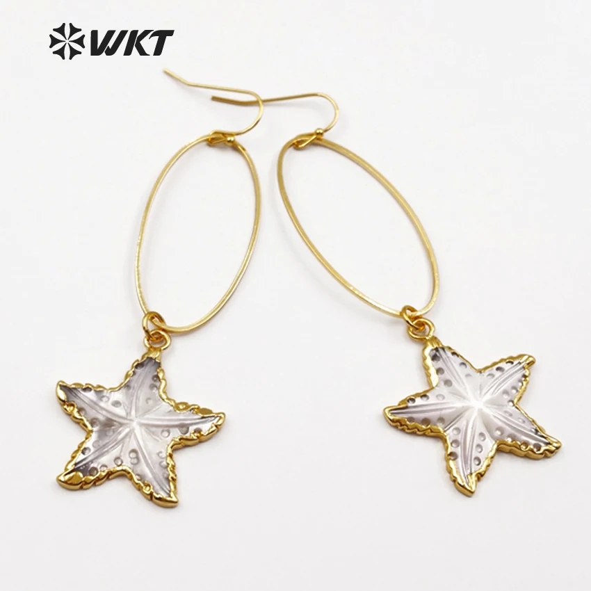 WT E437 WKT оптовая продажа серьги из натуральной раковины с подвеской кольцо морем
