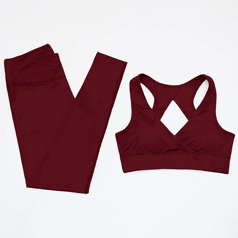 Red Sets Женский спортивный комплект для занятий йогой, спортивный костюм, бюстгальтер и леггинсы для фитнеса, спортивная одежда для женщин, спортивная одежда для работы, женские спортивный костюм - Цвет: Red Sets