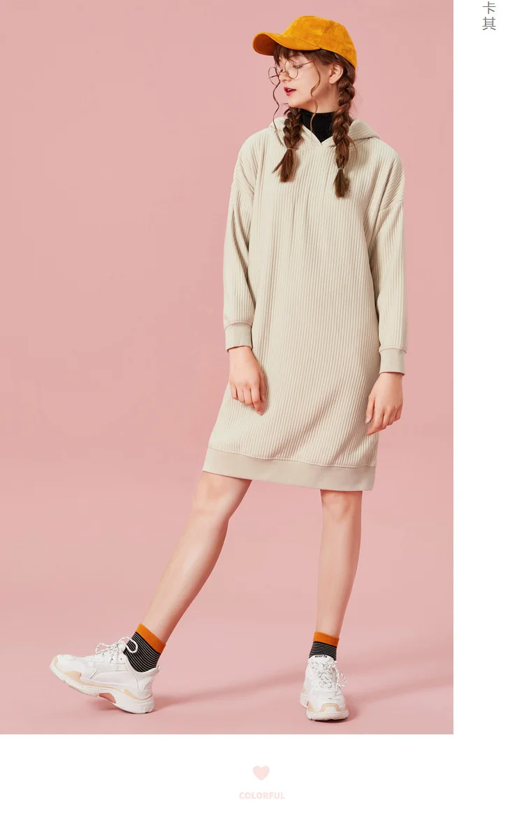 SEMIR, Женская Толстовка в рубчик с капюшоном, платье, женское трикотажное платье с заниженным плечом, с подкладкой, заячьи ушки, капюшон, ребристая резинка на манжетах и подоле