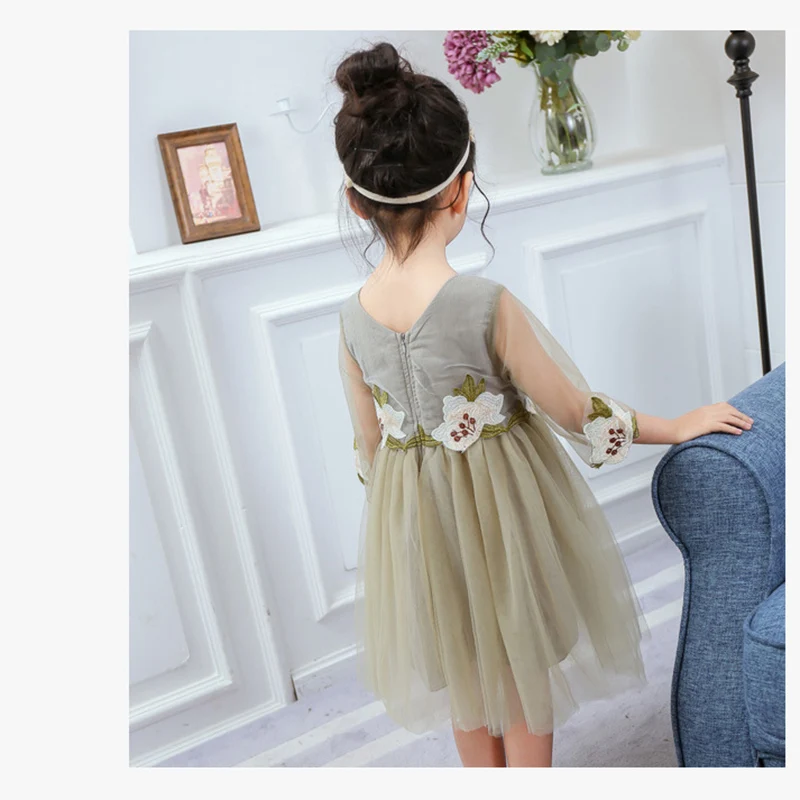 Модные кружевные платья с цветочной вышивкой для детей вечернее платье девочек