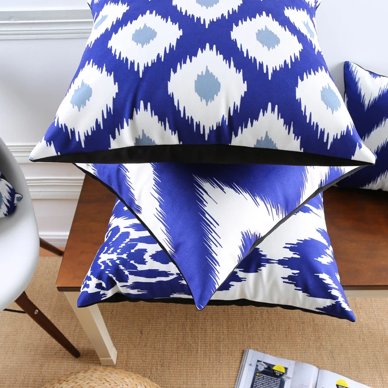 Оптовая продажа мягкий Бархатный Чехол на подушку Синий Геометрический рисунок