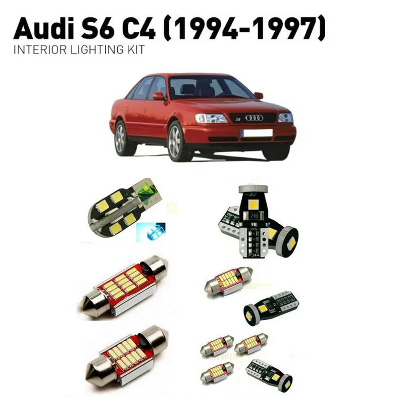 Светодиодные внутренние светильники для Audi s6 c4 1994-1997 12 шт. светодиодные фонари для автомобилей комплект освещения автомобильные лампы Canbus