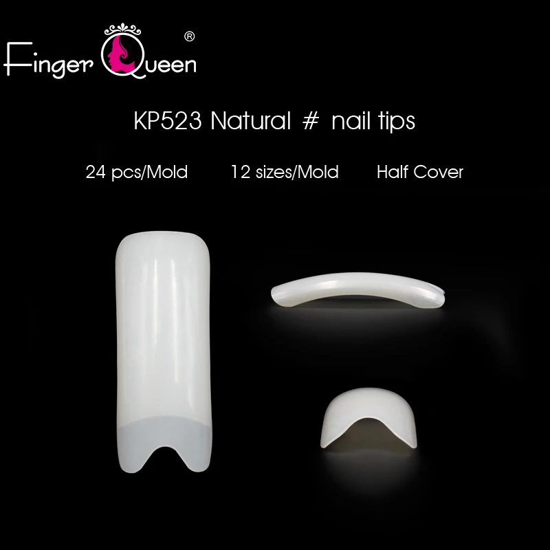 FingerQueen 100 шт. + коробка балетки полу накладные ногти натуральный/прозрачный гроб ABS