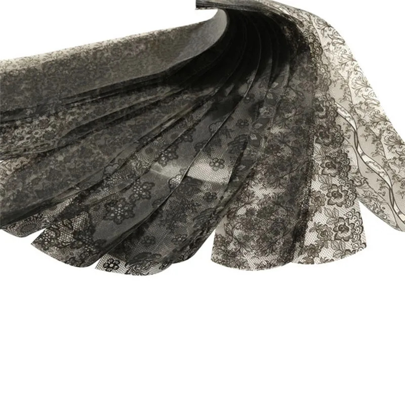 20 черных кружевных цветов переводная пленка дизайн ногтей сексуальные наклейки p