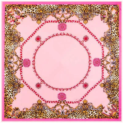 100% шелковый шарф Для женщин Шарф Цепи леопардовая расцветка. Шейный платок