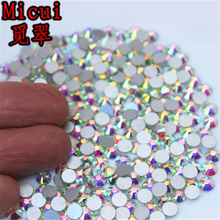 Micui SS3-SS40 AB блестящие стразы стекло Кристалл Плоская задняя часть круглые камешки для дизайна ногтей не исправление стразы кристаллы для DIY MC994