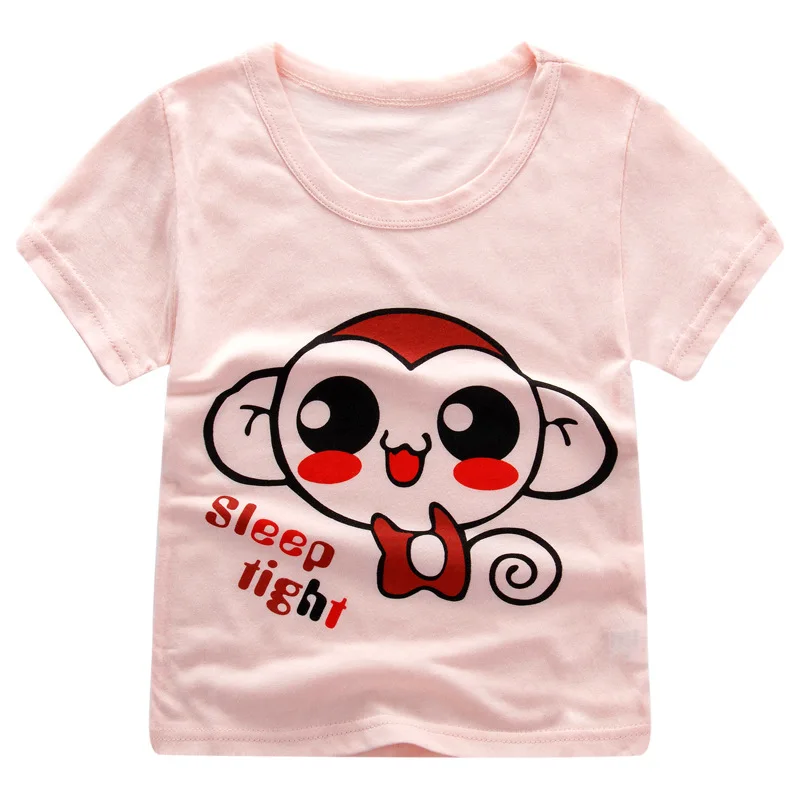 Детская летняя футболка для девочек с коротким рукавом милые топы мультяшным