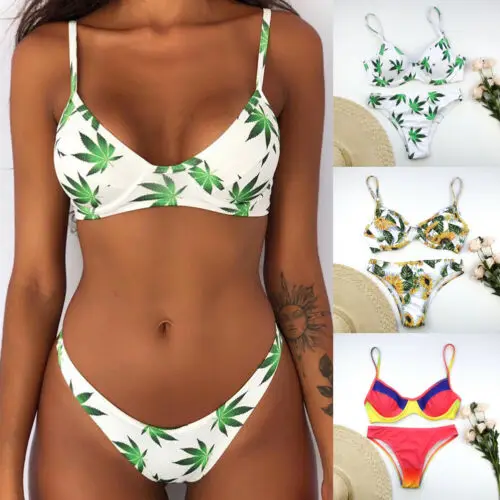 Летний женский бюстгальтер с чашками пуш ап комплект бикини треугольный