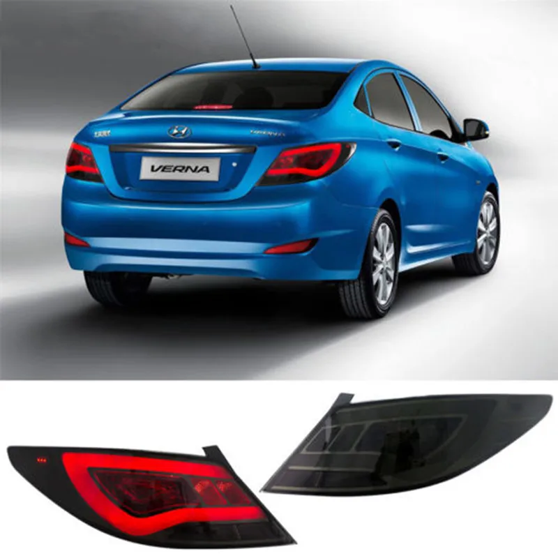 Светодиодные полосы задние лампы для hyundai Accent Verna Solaris задние фонари 2012- красный и дымчатый линзы