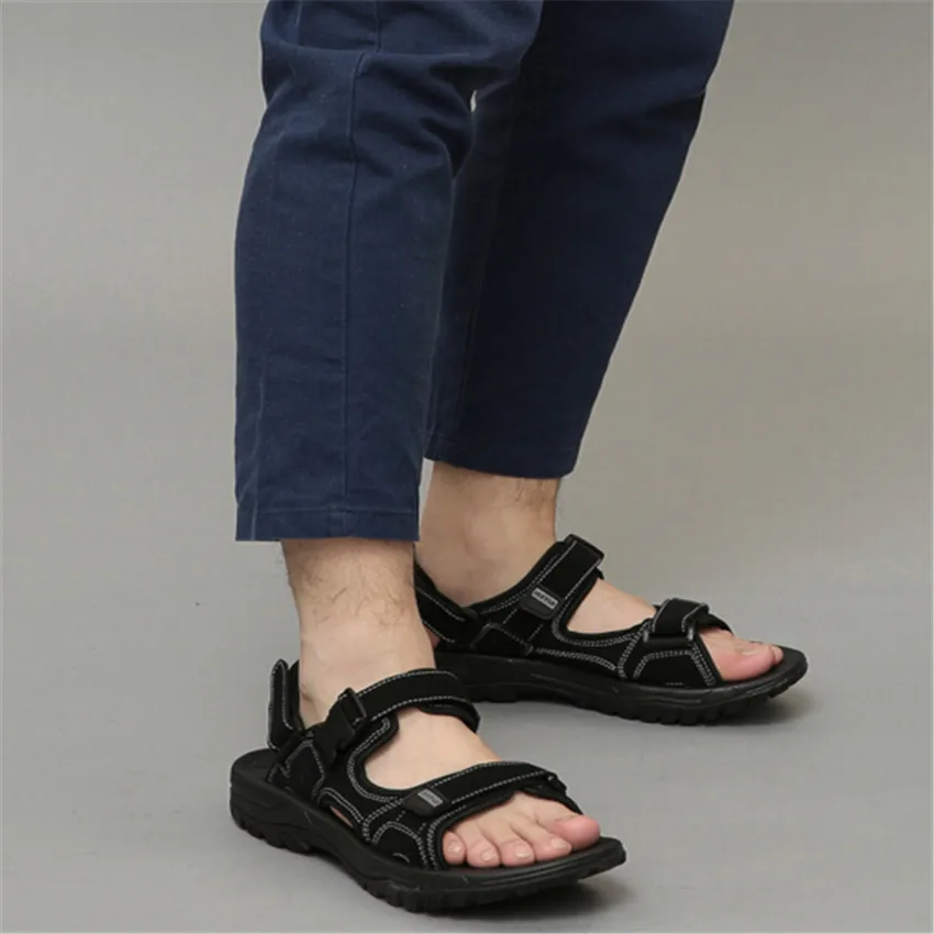 Новые кожаные сандалии IAXYUE Брендовые мужские на лето 2019 года Противоскользящие