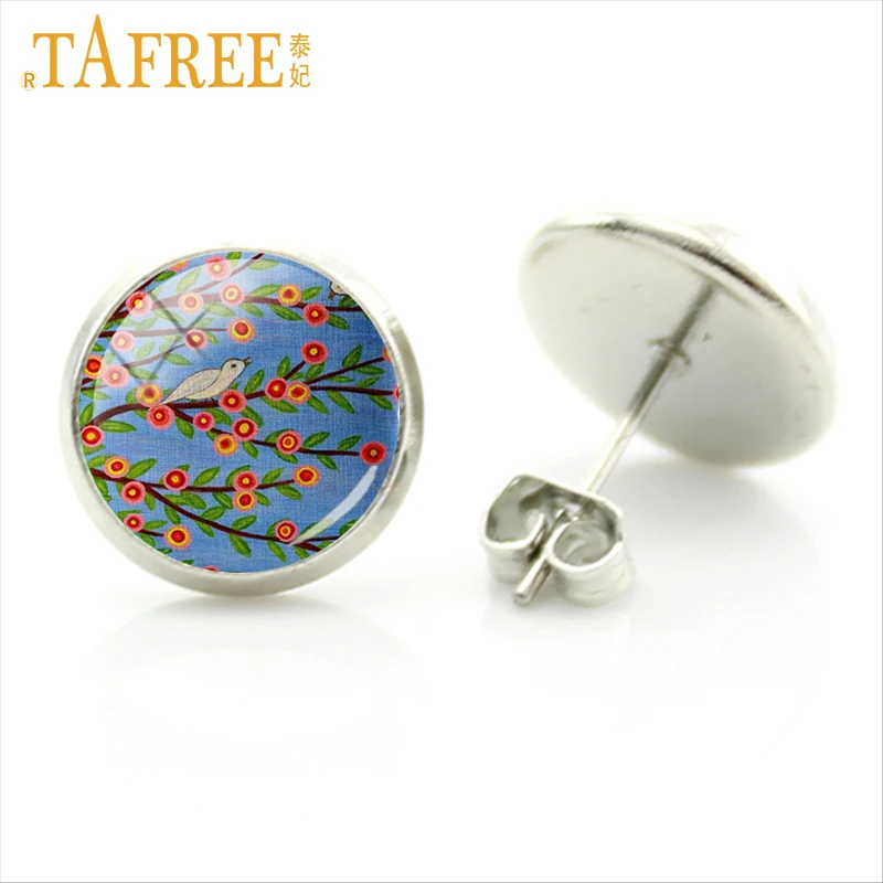 TAFREE Wintersweet вишня в цвету векторный серьги гвоздики дерево жемчужной сережкой