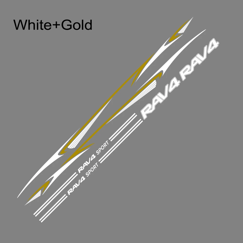 White Gold Автомобильная Двусторонняя наклейка на юбку, Авто Виниловая обертка, гоночные полосы, наклейки на автомобиль для Toyota Rav4, сделай сам, Стайлинг, тюнинг, автомобильные аксессуары - Название цвета: White Gold
