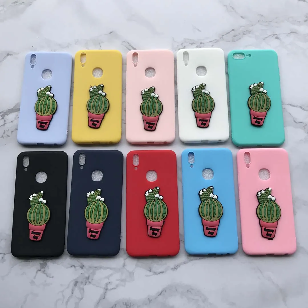 Карамельный цвет с 3D кактус патч для samsung J1 J2 J3 J5 J7 J8 Pro 2015 2016 2017 2018 Plus c7 C8 кремния