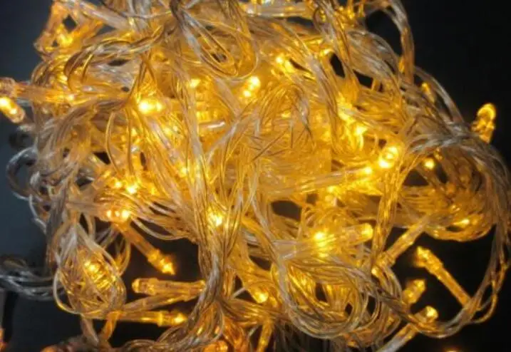 Цвет: желтый 10 м 100LED Сказочный светильник-гирлянда, романтическая любовь, праздник, свадьба, Рождество, вечерние, для улицы, с хвостовым штекером, уличный светильник - Испускаемый цвет: Цвет: желтый
